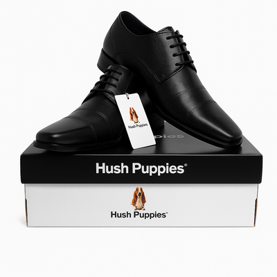 Hush Puppies Men's Black Leather Oxford Shoes AUKFashion