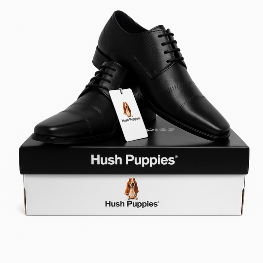 Hush Puppies Men's Black Leather Oxford Shoes